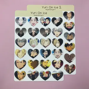 Yuri Ice Skating Anime Heart Sticker Sheet
