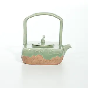 Wu Junjie “Enlightenment Series” Handmade Art Teapot and Pot Plate  | Longquan Celadon Original Concept Vessel