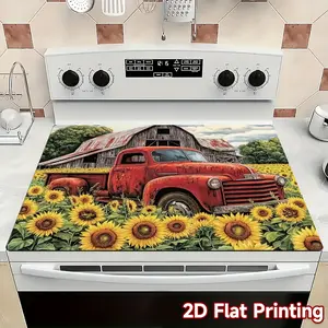 1pc Appliance-Cover Mat Compatible for Oven, Washer, Dryer - Heavy-Duty Stove Cover Plate with 2D Flat Print, Fit Stove Top, Washer Dryer Unit - & Installation (No Tools), 2D Flat