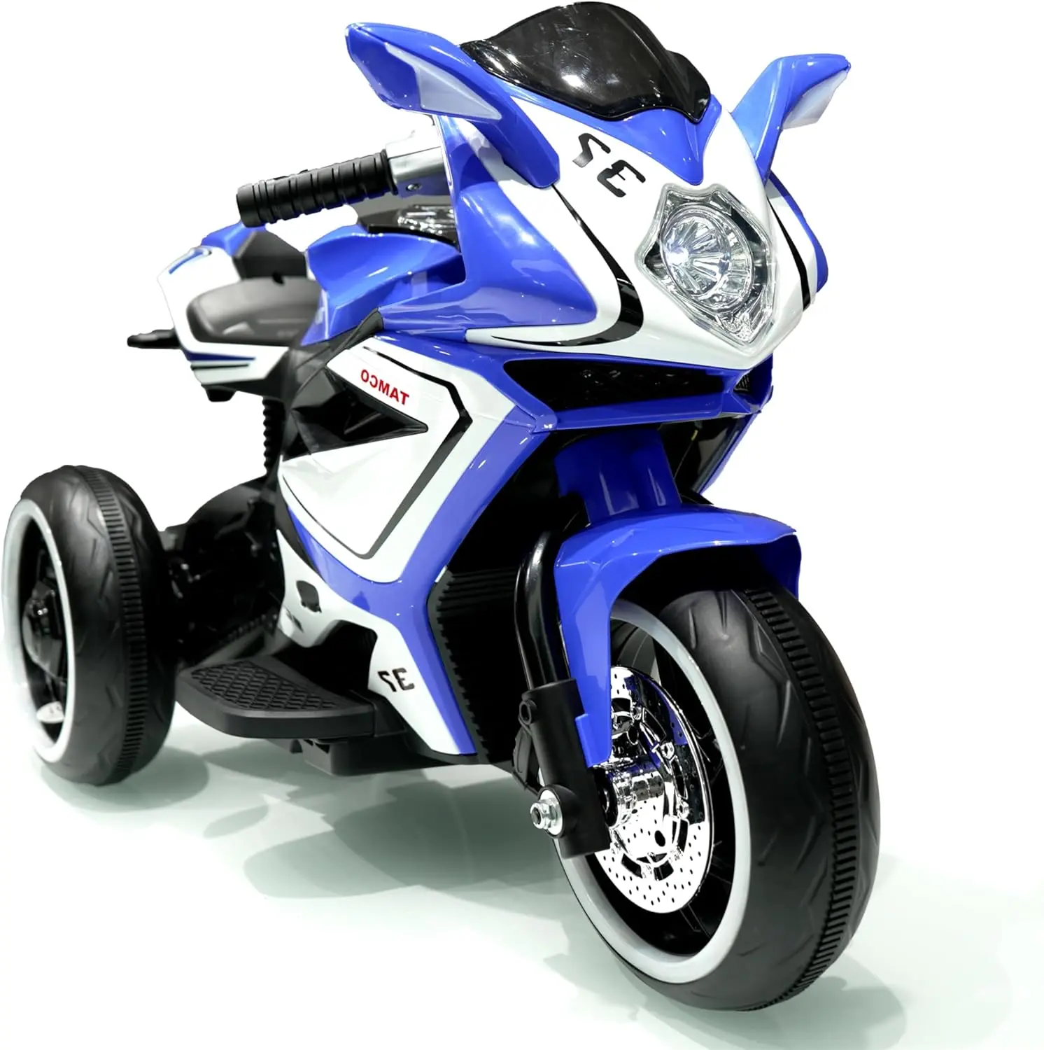 Tamco Electric Ride-On Motorcycle for Kids 3-4 Years, Rechargeable Toy with ft Pedal Starter, Music, Lights, Lighting Wheels (Blue), Outdoor Play, Kids Outdoor Play