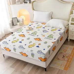 Bedding Fitted Sheet with Deep Pocket,Dinosuar Printed Soft Fabric Bed Sheets (Colorful Dino, Twin)