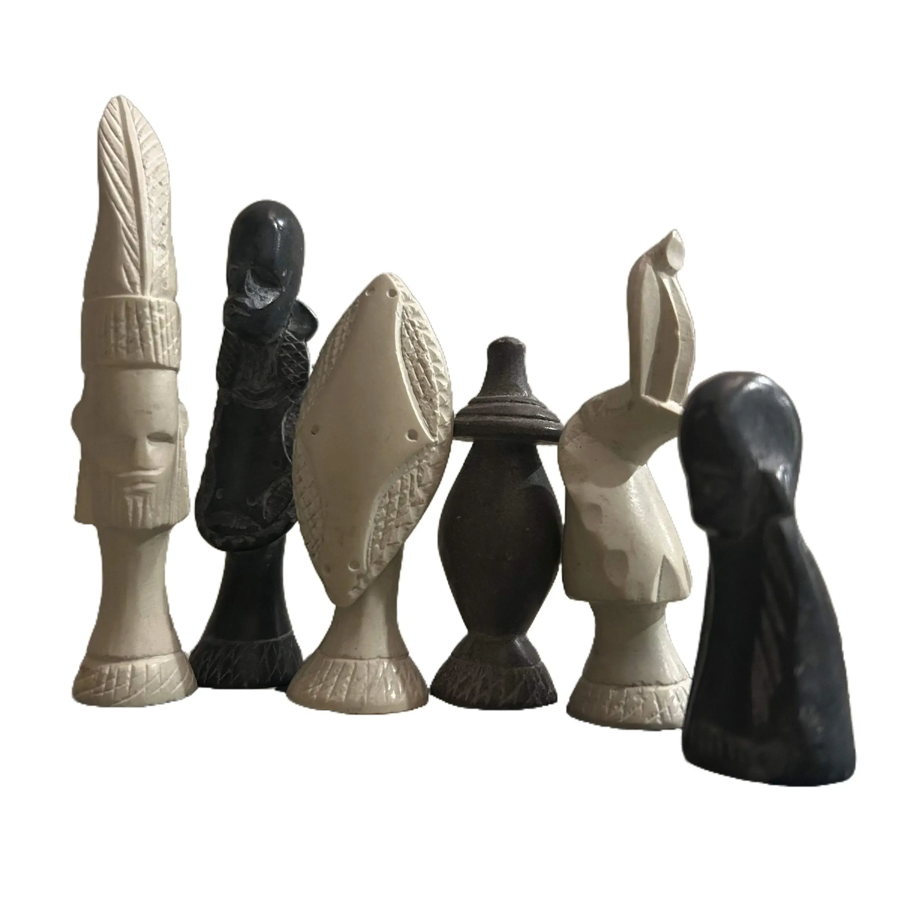 Hand-carved Soapstone African Warriors Chess Set