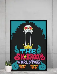 Brook One Pice Anime Poster Soul King World Tour (Digital Print), Unframed Poster for Anime Manga Fan Wall Art, Set up home decor