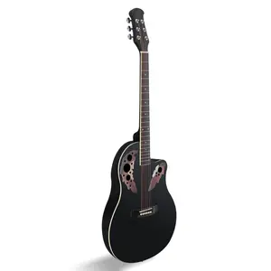 41 inch Cutawary Round Back Acoustic Guitar Spruce Top Grape Hole Black