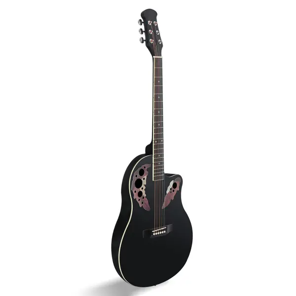 41 in Cutaway Round Back Acoustic Guitar - Spruce Top, Grape Hole Design, Black Color for Musical Instruments Enthusiasts, Guitars