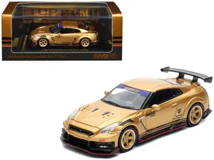 Nissan GT-R (R35) Top Secret Thailand RHD Gold Met "Thailand Diecast Expo 2025 Event Ed" 1/64 Diecast Model Car by Inno Models