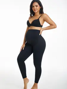 Maternity High Waisted Full Panel Support Leggings, Seamless Pregnancy Over-The-Belly Tights, Back Relief & Activewear, Prenatal Maternity Clothing