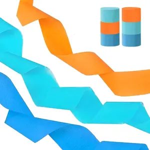 6Pcs Crepe Paper Streamers 482ft Pack of Orange/LightBlue/Blue Crepe Paper Streamers for Thanksgiving Halloween Little Cutie Baby Shower Anniversary Autumn Luau Theme Birthday Party Decorations - Home Improvement.