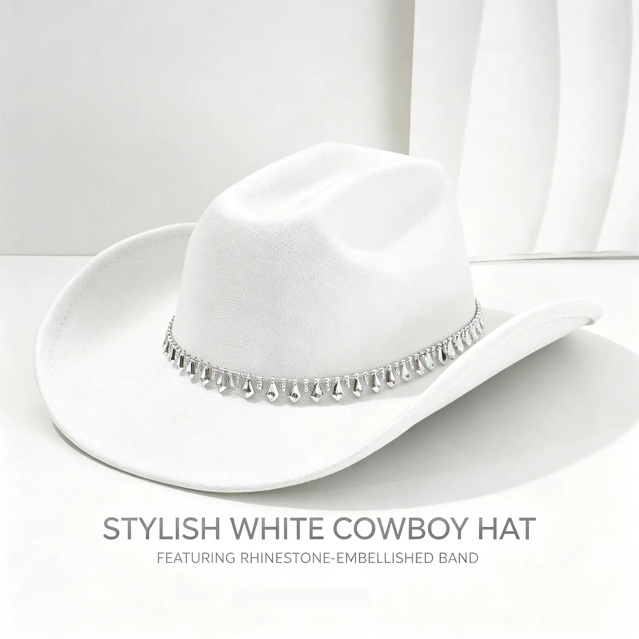 Vintage Western Cowboy & Jazz Fedora Hat, Fashion Rhombus Sword Rhinestone Chain Decor Hat, Retro Wide Brim Formal Dress Cap, Unisex Trendy Casual Party Stage Costume Headwear for Men Women