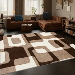 Velvet Soft Comfort Rug, Nordic Geometric Vintage Print Carpet, Home Decor Mat, Living Room Large Rug, Sofa Pad, Bedroom Bedside Mat