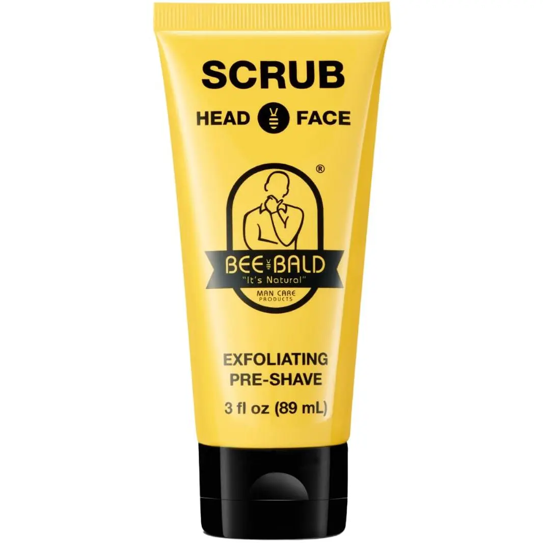 Bee Bald SCRUB Exfoliating Pre-Shave for Deep Cleans & Removing Pore Clogging Dirt, Oil & Dry Flaky Skin. Prepares You For a \u2018Super Close Shave\u2019, 3 Fl Oz