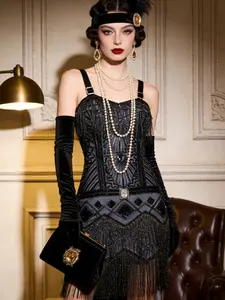 Women's 1920s Style Flapper Dress, Gatsby Costume for Roaring Twenties Theme Parties, Elegant Party Dress, No Accessories Included