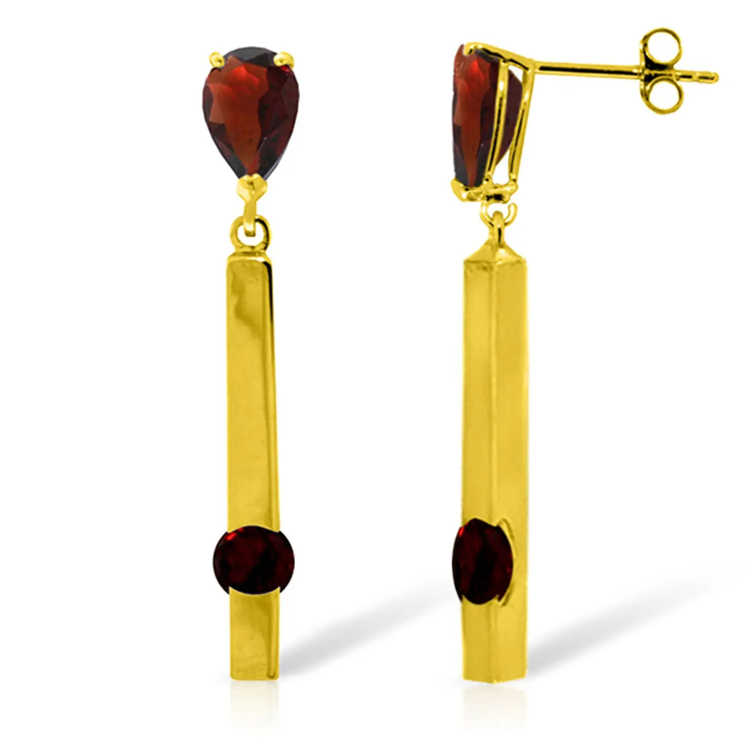 14k Yellow Gold Chandelier Earrings with Garnets
