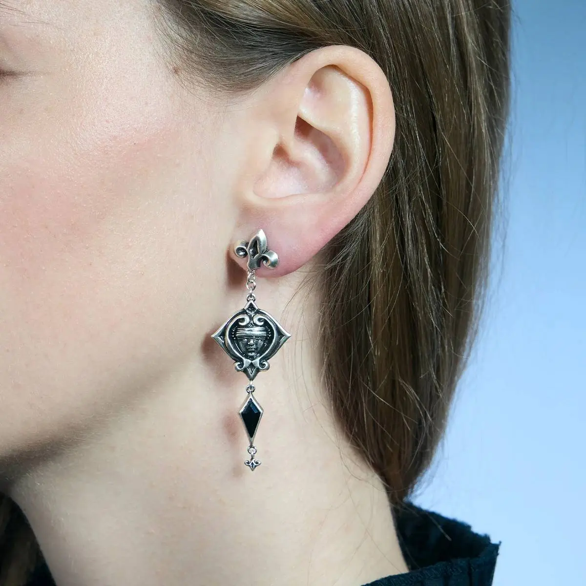OBSIDIAN MIRROR  BLIND ORACLE EARRINGS