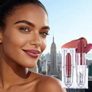 Dual-Tone Matte Lipstick in Plum Purple & Brown Shades, Multi-Effect High Pigment Lip Makeup, 24H Long Lasting Waterproof Smudgeproof Non-Stick Cup Lipstick, Suitable for Daily Wear, Party, Music Festival, Cosplay Looks, Perfect Beauty Gift for Women