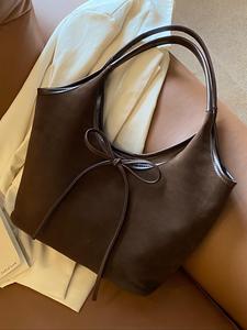 women's elegant bow decorated shoulder bag, fashionable solid color large capacity bag for daily used, casual trendy commuting bag