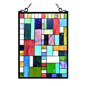 Chloe Lighting CH1P799BM24-GPN Picasso Tiffany-Glass Rectangle Window Panel 18x24