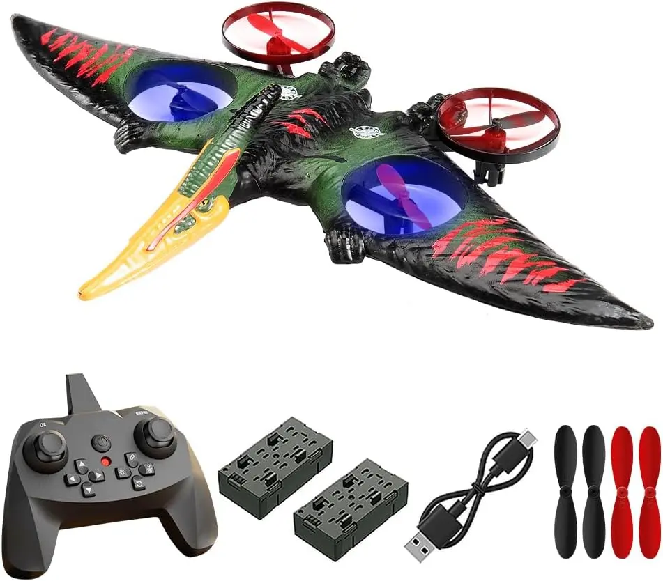 2.4G 6-Axis Gyro Dinosaur Dragon Remote Control Airplane, EPP Foam Aircraft with Key Take Off & 360 Rotation, Easy-to-Fly Unisex Electric RC Flying Toy for 12 Years Above, Cells-Powered Birthday Gift