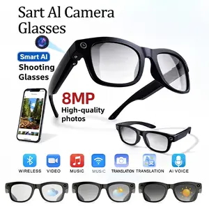 HURUR AI-enabled 8MP Photochromic Lenses Smart Glasses with Bluetooth UV Protection for Travel Outdoor Adventures Hands-Free Photography Real-Time Translation in 160 Languages Wireless Wearable