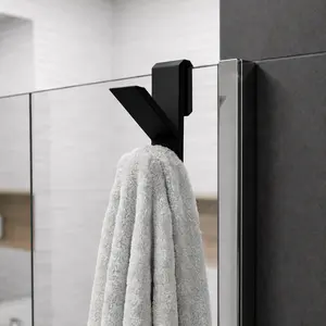 Shower Glass Door Towel Hook | 2 Hook Angular | Slide-On | No-Drill