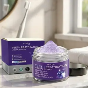 Purple Natural Mineral Tooth Cleansing Powder 50g, Mild Daily Oral Care Product to Refresh Mouth & Maintain Teeth Appearance for Daily Home Use