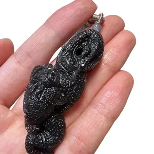 Certified Imperial Purple Nephrite Jade Snake & Toad Pendant | Symbol of Wealth and Prestige | Hand-Carved Fine Jade
