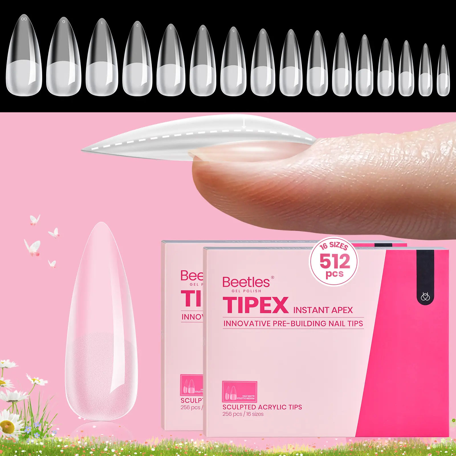 Medium Stiletto 16Sizes 512Pcs(Only Tips)