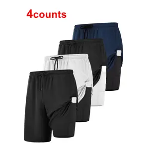 4-Pack Men's Running Shorts with Liner, Quick-Dry Workout Shorts (with Pockets)