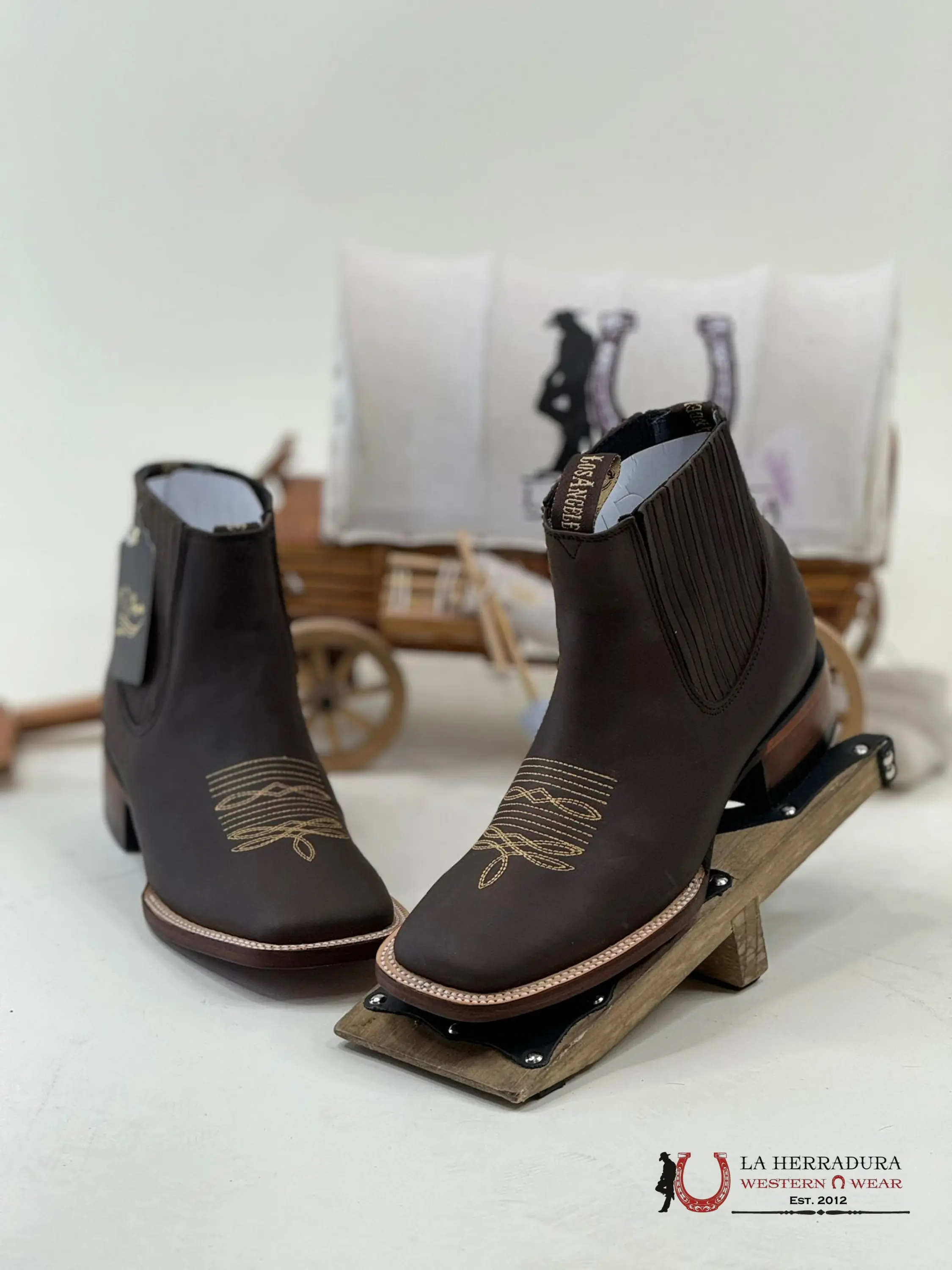 Women's Heeled Ankle Boots in Chocolate Brown Nubuck Leather, Los Angeles Style Casual Shoe for Everyday Comfort