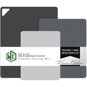 WK Flexible Plastic Cutting Boards Mats for Kitchen, Flexible Non Slip Cutting Mat, Thin Cutting Sheets, BPA Free, Dishwasher Safe, Multi Sizes WK
