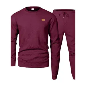 Men's two-piece sports suit, textured sportswear, round neck jacquard sweatshirt and jogging pants, made of high-quality fabric, suitable for wearing in autumn, winter and springRAIMENTRY