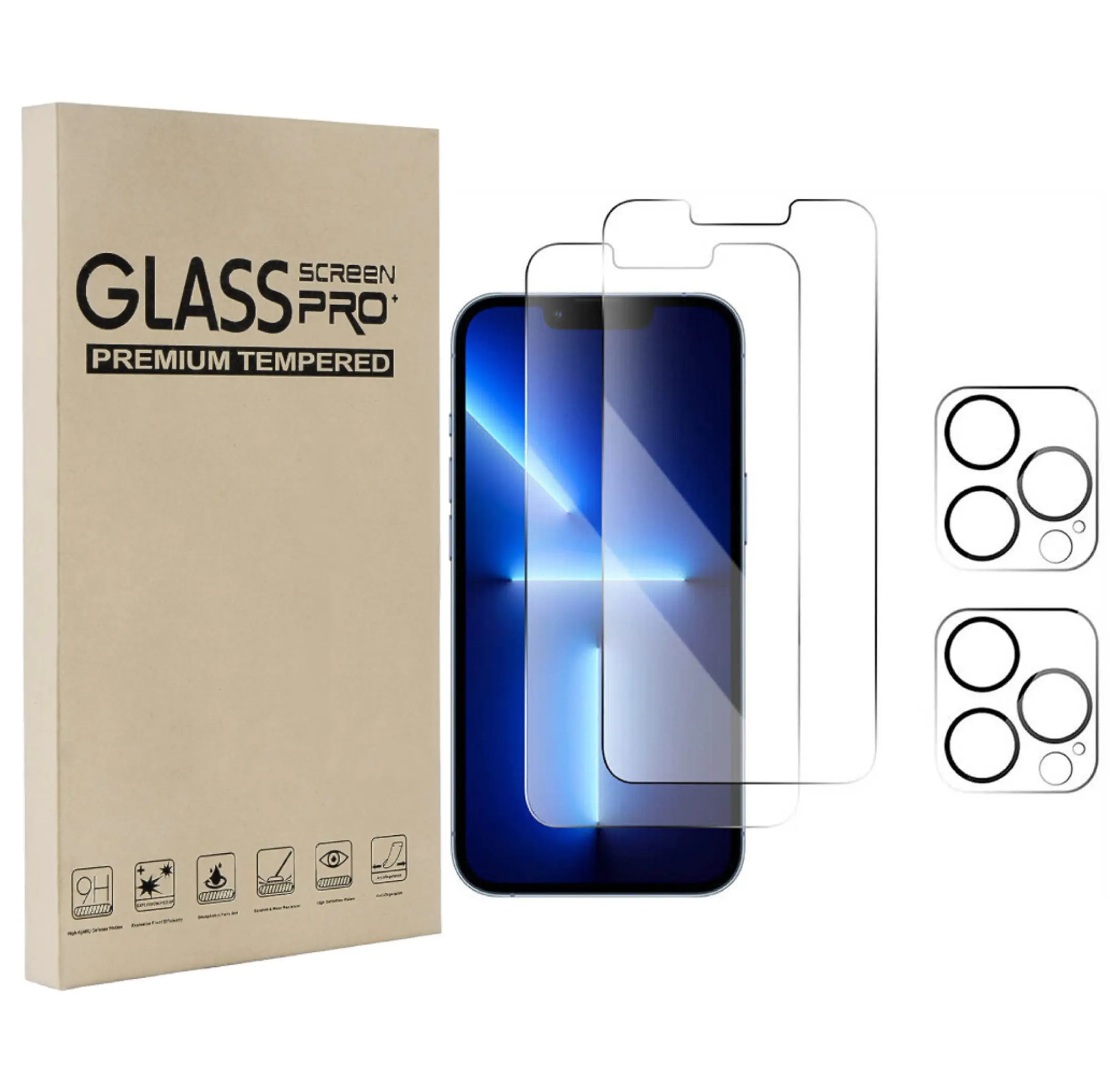 iPhone 13 14 15 Pro Max Plus Screen & Camera Protector Packs Cover Smartphone Protection Protective