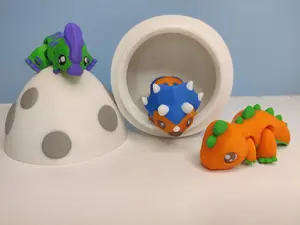 3D Printed Dinosaur Set With Egg - Includes 3 dinos - Great for desk decoration Mini Articulated Animal Statues cute animal design figurine dinosaur figurine desk fidget