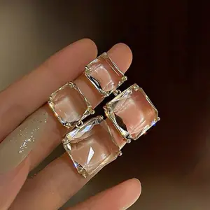 Sparkling Golden-Ne Cubic Zirconia Drop Earrings - Elegant Crystal Accents, Durable Alloy Construction - Perfect For Weddings, Anniversaries & Birthdays.