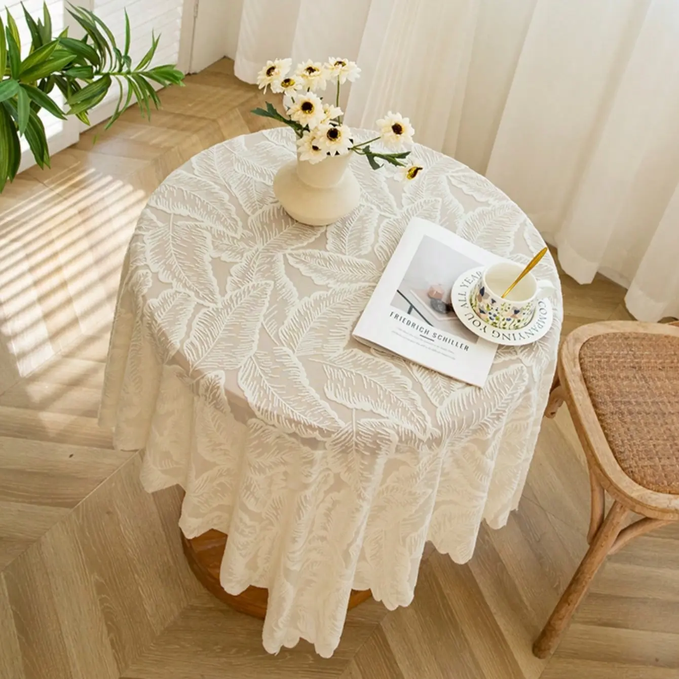 French Country Lace Tablecloth, Cabinet Cover Cloth, Vintage American Fabric Shoe Cabinet Dustproof Tea Table Mat
