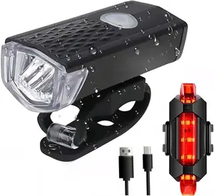 Dazone Bright LED Bike Light Set USB Rechargeable Bicycle Front Headlight Back Taillight for Night Riding