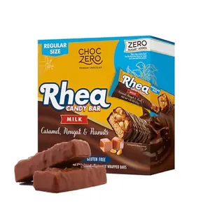 ChocZero Milk Chocolate Caramel Peanut & Nougat Candy Bars, No Added Sugar, High Fiber, Gluten Free, Keto Friendly Full-Size Rhea Bars (1.86 Ounce Each, 6 Count Box)