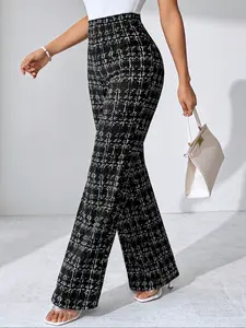High Waist Long Pants Fashion Casual Wide Flared Leggings for Women, Fitted Style, Comfortable and Stylish, Perfect for Daily Wear