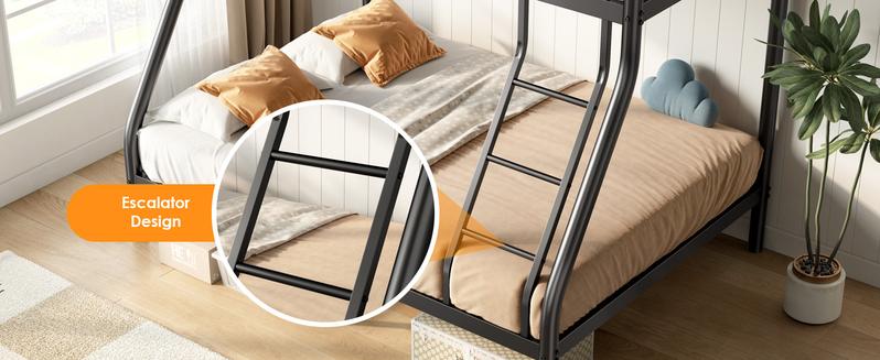 Twin Bunk Metal Bed with Ladder and Guardrails Heavy Duty Metal Construction Suitable for Teens and Adults Ideal for Families and Guests