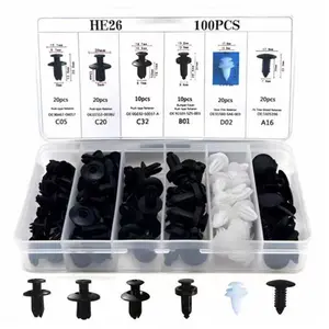 He26 100PCS Universal Expansion Screw Clips Set,6 Sizes Automotive Plastic Fastener Kit for Automobiles Mudguard Leaf Plates Door Panel Clip,C05 C20 C32 B01 D02 A16 Assorted Sizes