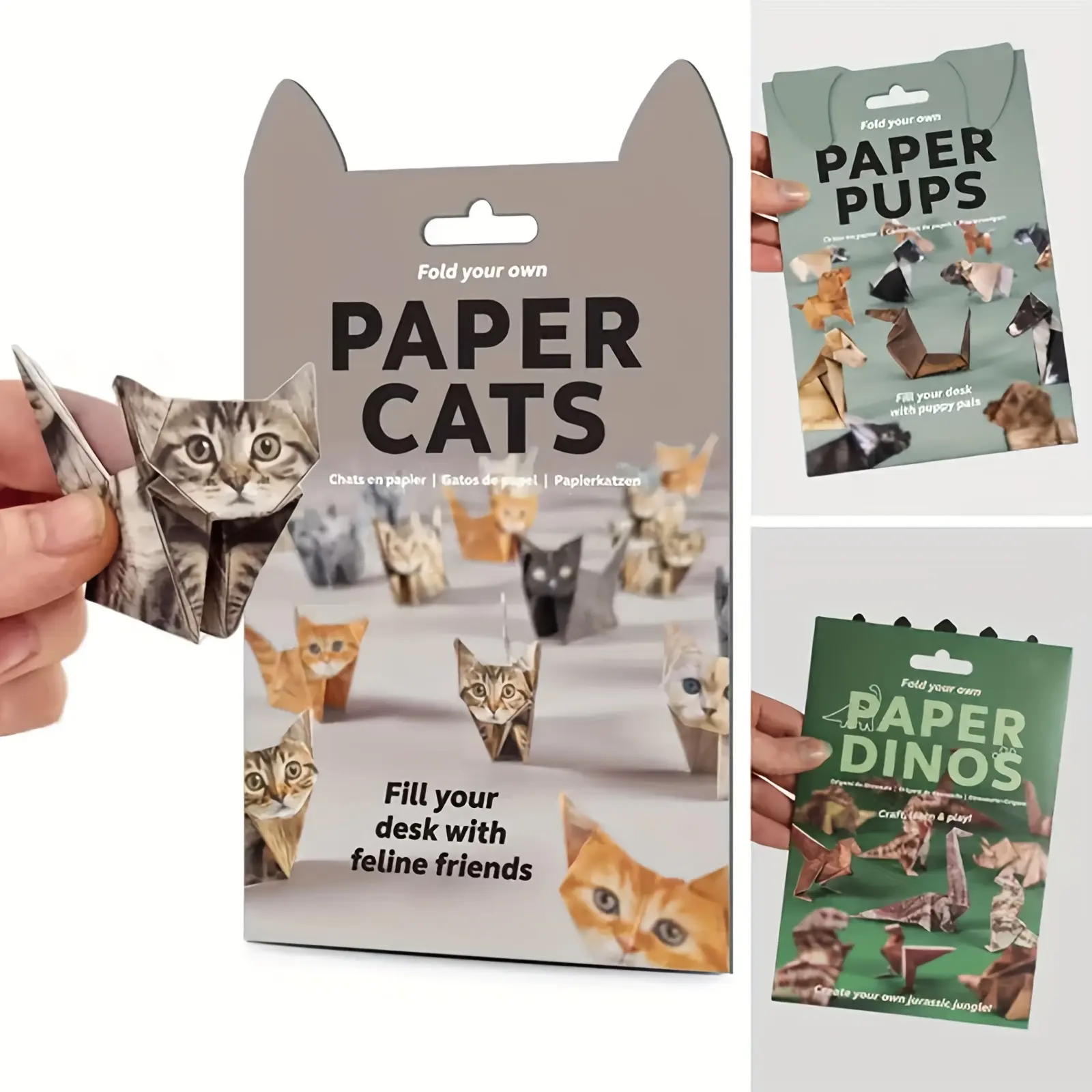 DIY 3D Paper Cat Origami Kit, Step-By-Step Fold Your Own Model, Coding Instructions, Pre-Cut Pieces, Easy Assembly, Fun Gift, Paper Crafts, Papercraft Figures