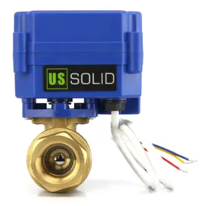 U.S. Solid Motorized Ball Valve 3/4" Brass Ball Valve Standard Port 9-24V AC/DC 2 Wire Auto Return