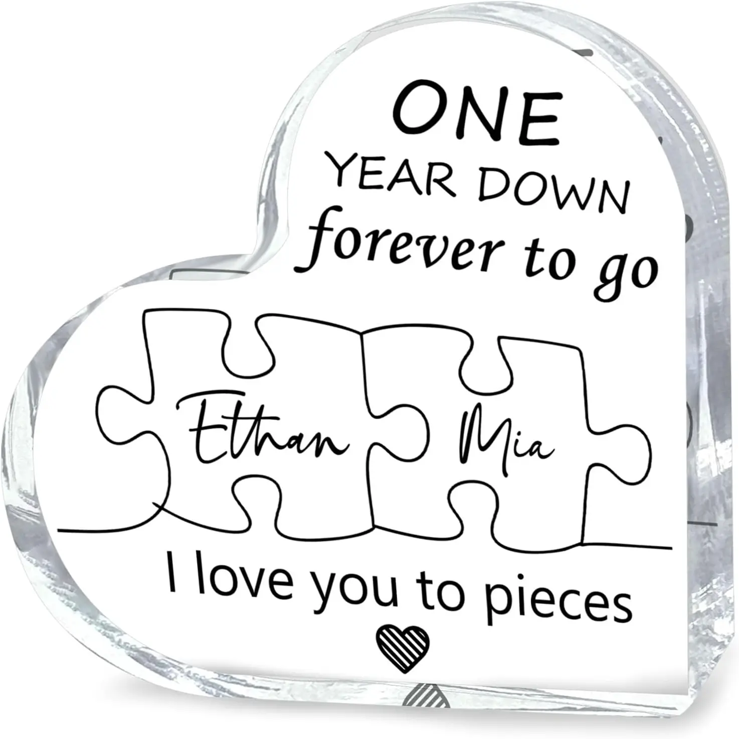 1st Anniversary Heart Acrylic Plaque Sign Keepsake for Couples - Romantic Gift for Him,Her,Boyfriend,Girlfriend,Husband,Wife,Unique Valentine's Day,Wedding or Paper Anniversary Home Decor Gifts Plaque