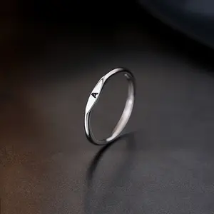 Fashion 925 Sterling Silver English Alphabet Ring Simple Style Personalized Name Initial Ring Birthday Gift Women's Fine Jewelry