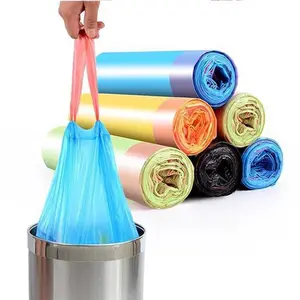 75 pcs/5 Roll Random Color Drawstring Bin Bag, Leak-proof Thick Trash Bag, Household Kitchen Garbage Bag, Home Care Supplies