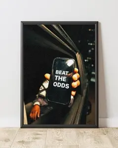 Beat the Odds Motivational Wall Art Print, Modern Black Aesthetic Poster
