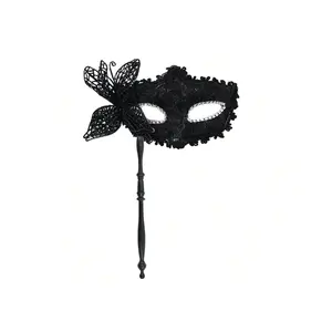 Women Masquerade Mask With Holding Stick Party Mask Half Face Mask For Halloween Costume