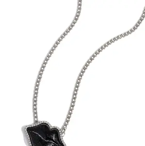 LIP LOCKED BLACK NECKLACE