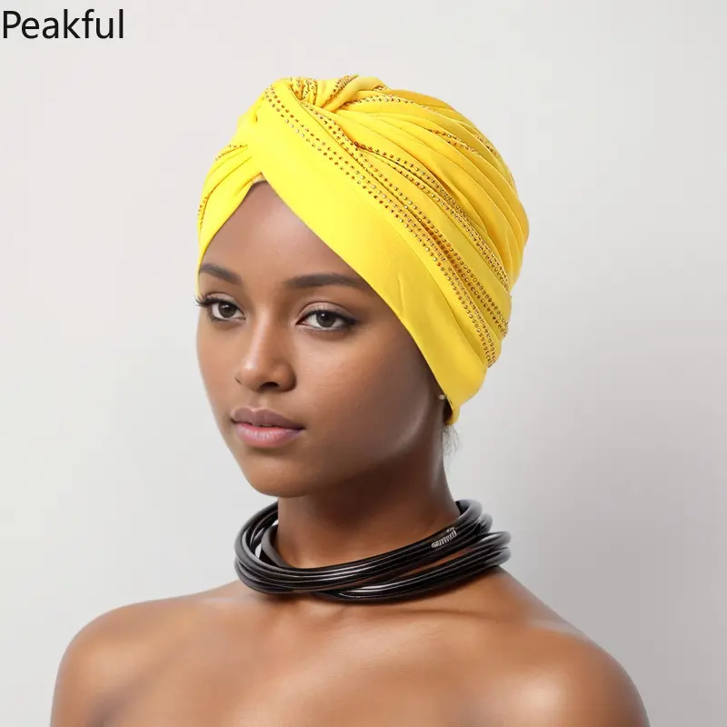 Elegant Rhinestone Knotted Turban Headwrap, Popular Sparkly Pre-Tied Head Scarf, African Style Embellished Turban, soft elastic fit & eye-catching crystal accents, great for bad hair days, cultural events and everyday glam styling
