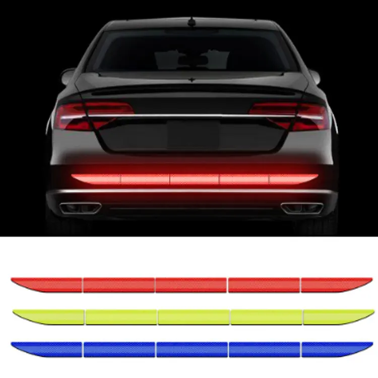 Reflective Car Sticker Strips - Self-Adhesive Rear Trunk Decor Decal Film, Collision Alert Anti-Collision Tape, Cross-Border Car Exterior Accessories for Visibility & Safety Enhancement